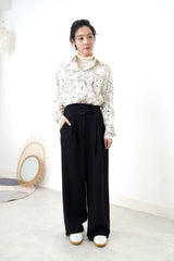 Ivory ink print smooth shirt