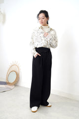 Ivory ink print smooth shirt