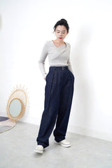 Grey knit top in overlay wrap style