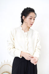 Ivory zig zag cardigan in beads detail