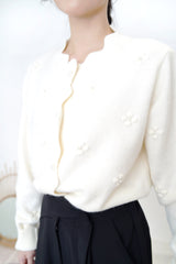 Ivory zig zag cardigan in beads detail