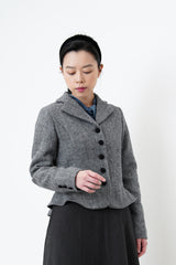 Grey U neck one piece in elegant cutting