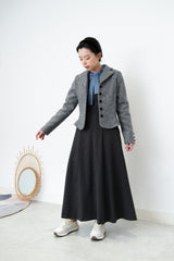 Grey U neck one piece in elegant cutting