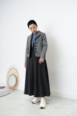 Grey blue satin shirt w/ neck straps