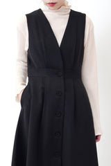 Black button up v neck one piece