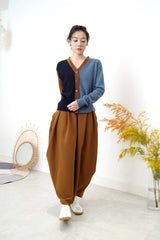 Brown pleats balloon skirt