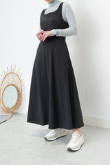 Grey U neck one piece in elegant cutting