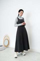 Grey U neck one piece in elegant cutting