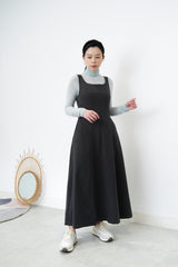 Grey U neck one piece in elegant cutting