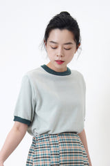 Green duo tone knit top