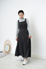 Grey U neck one piece in elegant cutting