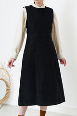 Black corduroy sleeveless dress