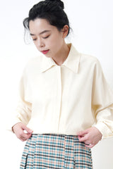 Ivory zip up jacket in crop cut