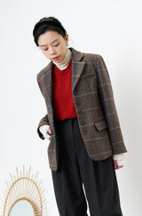 Grey England checked wool blazer