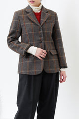 Grey England checked wool blazer