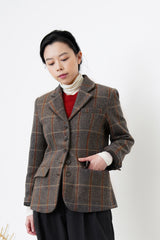 Grey England checked wool blazer
