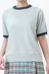 Green duo tone knit top