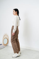 Brown wool checked trousers