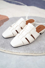Nude crochet flat mules