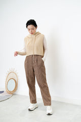 Brown wool checked trousers