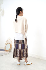 Cream crop pullover in shirt layering