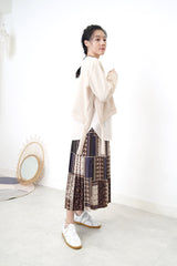 Cream crop pullover in shirt layering