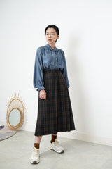 Grey blue satin shirt w/ neck straps