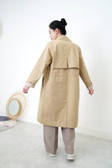 Beige trench coat w/ tie waist detail