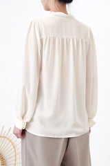 Ivory chiffon texture blouse in detail collar