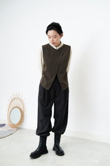 2 ways olive vest w/ open back