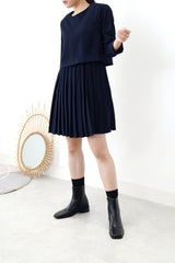Navy pleats one piece