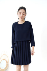 Navy pleats one piece