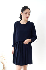 Navy pleats one piece