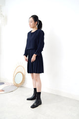 Navy pleats one piece