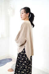 Oatmeal wool oversized sweater in side vents