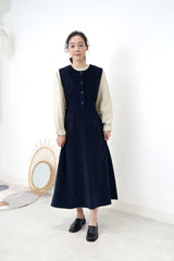 Navy corduroy one piece w/ waist string