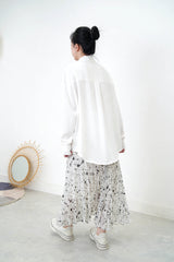 White boyfriend shirt w/ zip front