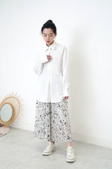 White boyfriend shirt w/ zip front
