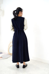 Navy corduroy one piece w/ waist string