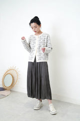 Grey texture smooth skirt in elastic waist