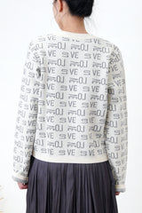 Premium cardigan in love letter print