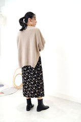 Oatmeal wool oversized sweater in side vents