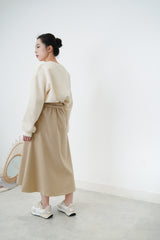 Beige asymmetric skirt w/ double belts