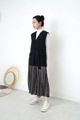 Grey texture smooth skirt in elastic waist