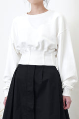 White pullover in corset hem