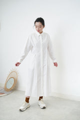 White shirt dress w/ pleats waist details