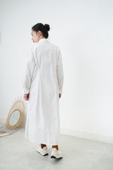 White shirt dress w/ pleats waist details