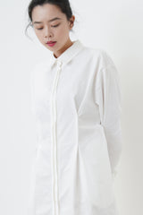 White shirt dress w/ pleats waist details