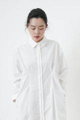 White shirt dress w/ pleats waist details