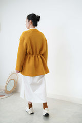 Orange knit jacket w/ waist strap